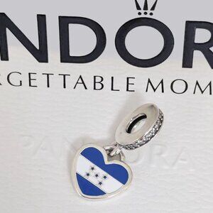 Pandora Honduras Flag Heart Exclusive Dangle Charm S925 Silver with box